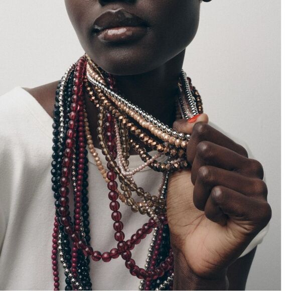 Zara Jewelry - ZARA Long Burgundy Beaded Waterfall Necklace NWT 4736/038/606